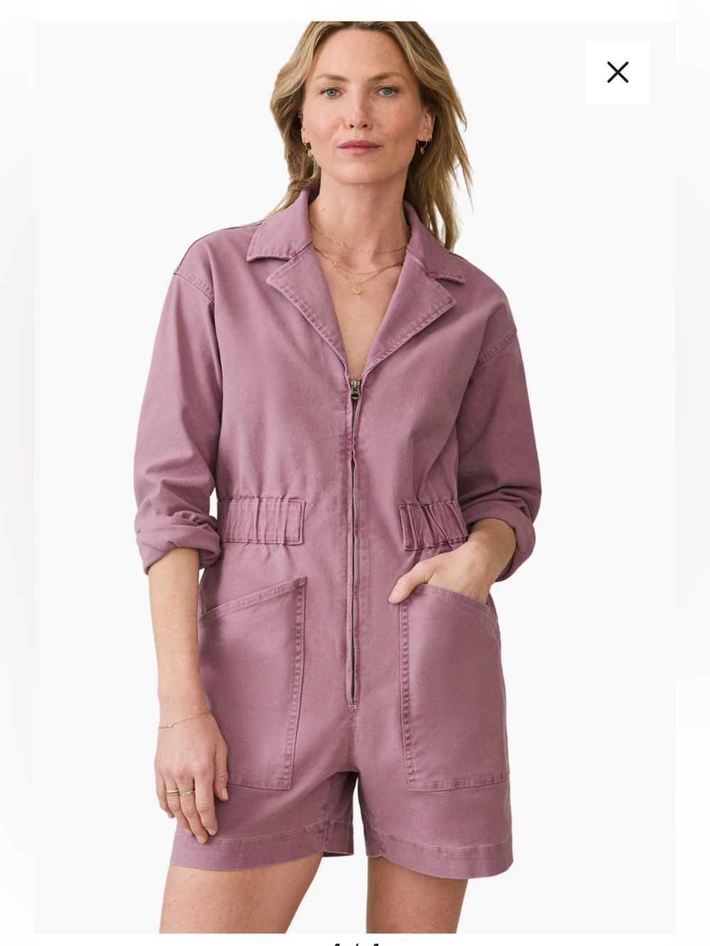 Faherty Sunwashed Canvas Romper - like new